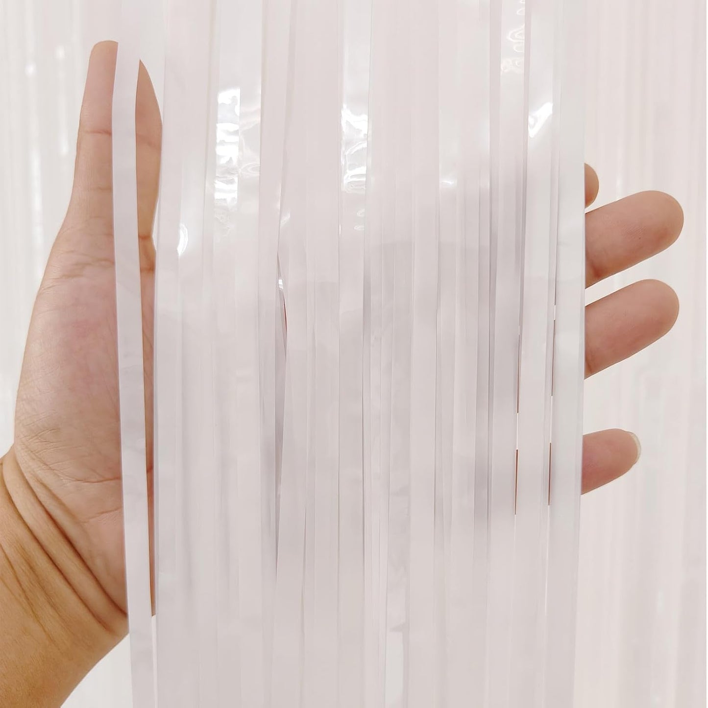 White Fringe Backdrop Curtains for Parties - 4 Pack of 3.2x8.2ft White Streamers Curtain Photo Backdrop for Wedding Birthday Bridal Shower Bachelorette Christmas Party Decorations