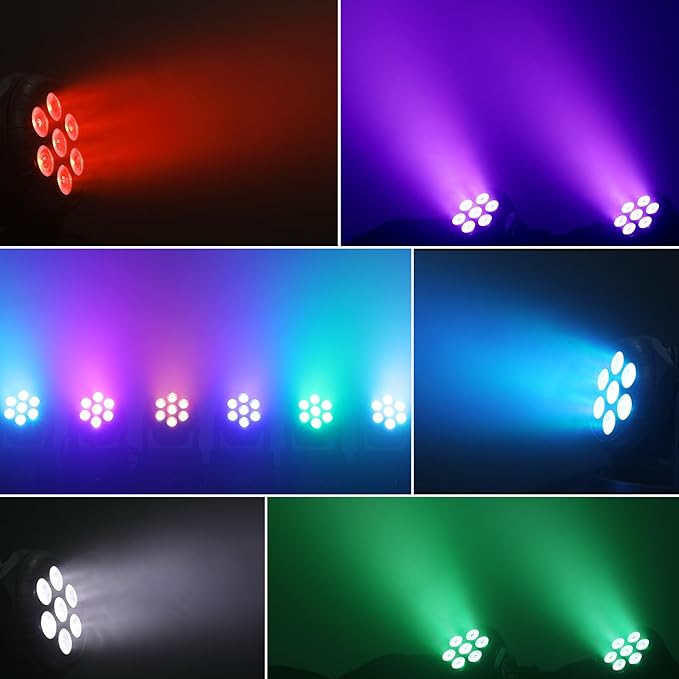 Seven Stars 60W Moving Head DJ Lights, RGBW Stage Lights, DMX512 DJ Lighting 9/16 Channel, Professional Spotlight for Parties, Bars, Disco, Church, Club, Halloween