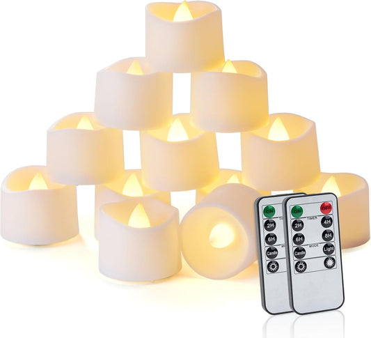 Homemory 24pcs Remote Timer LED Tea Lights Candles, 400+Hours Flickering Flameless Battery Operated Votive Candles for Tabletop Lighting, Centerpieces Decor, Holiday Decor