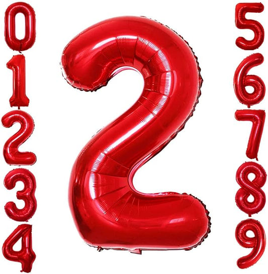 GOER Red Foil Balloons Number 2,Huge Number Balloons for 2nd 22nd Birthday Party Supplies Anniversary Decorations (3 pcs,42 inch,32 inch,16inch)