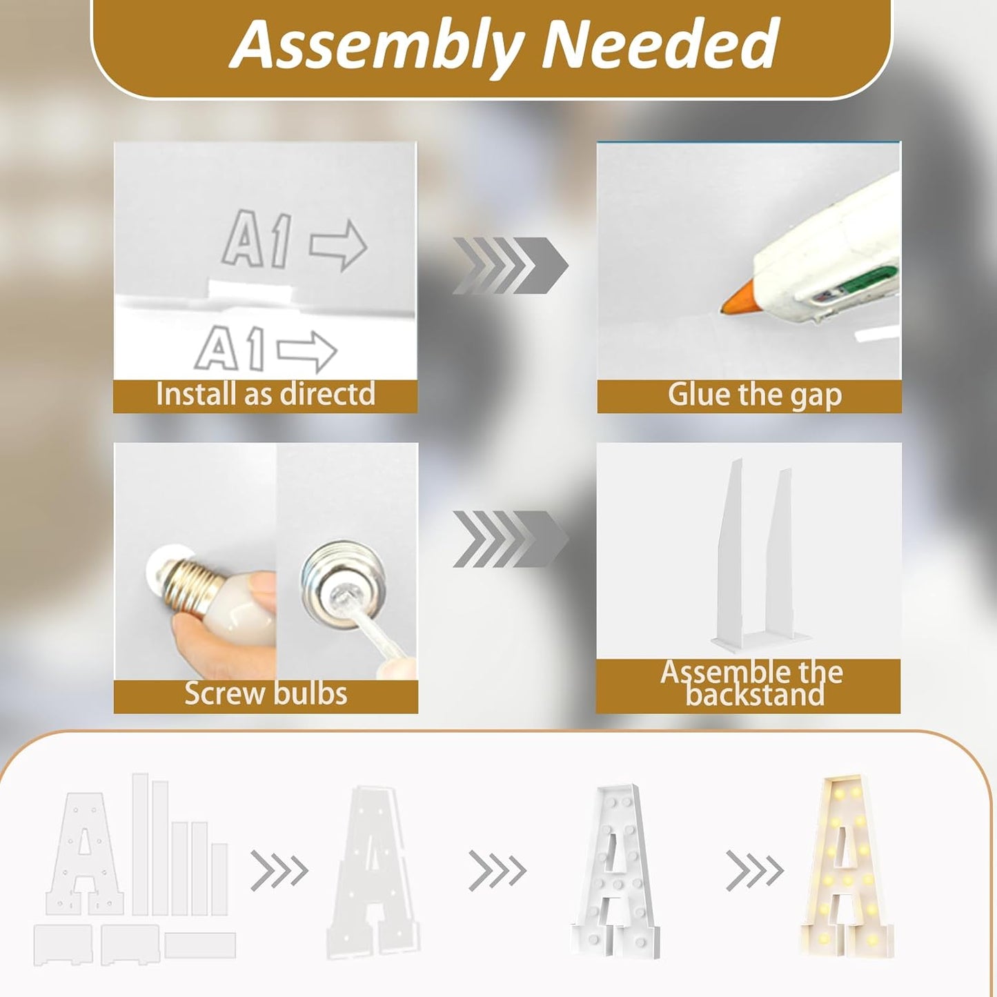 Ledido 4FT Marquee Light Up Letters, Large Light Up Letters for Party Decoration, Marquee Letter for Birthday Baby Shower Graduation Wedding, Pre-cut Foam Board Assembly Required Letter B