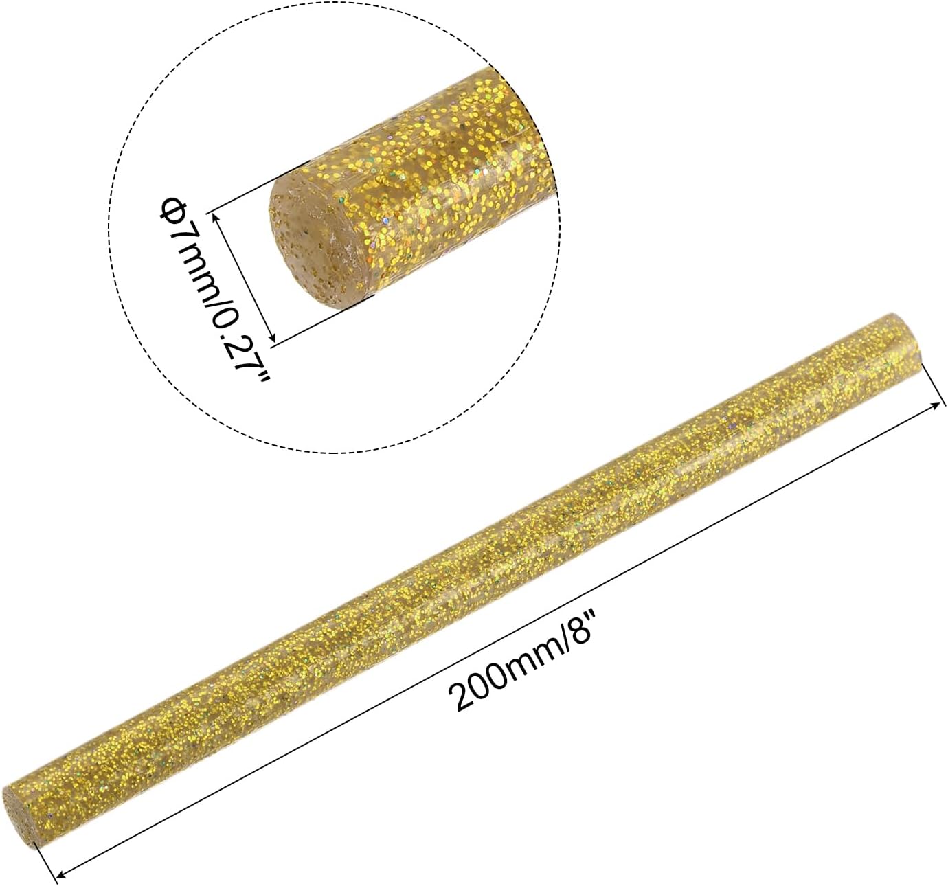 uxcell 20pcs Hot Glue Sticks for Glue Gun 7mm/0.27-inch x 8-inch Mini Hot Melt Adhesive Glue Stick Glitter Gold
