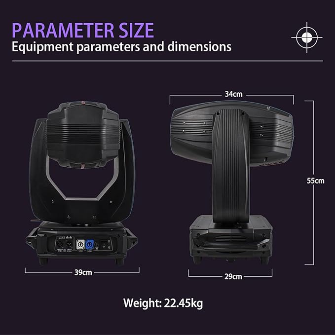 SHEHDS Moving Head Stage Lights 380W 19R Bulb (7500K) 7+5+14Gobos 14 Colors Spotlights 2 Prisms Zoom Wash Effect DMX512 Strobe for Party Disco KTV Bar Show