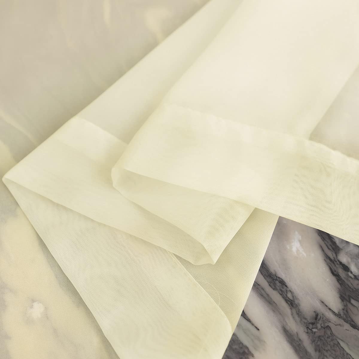 Window Light Yellow Sheer Curtains 48 Inches Width 45 Inches Long 2 Panels Sheer Curtain Clear Curtains Basic Rod Pocket Panel for Home Living Room Bedroom Kids Room Yard Patio Parlor Sliding