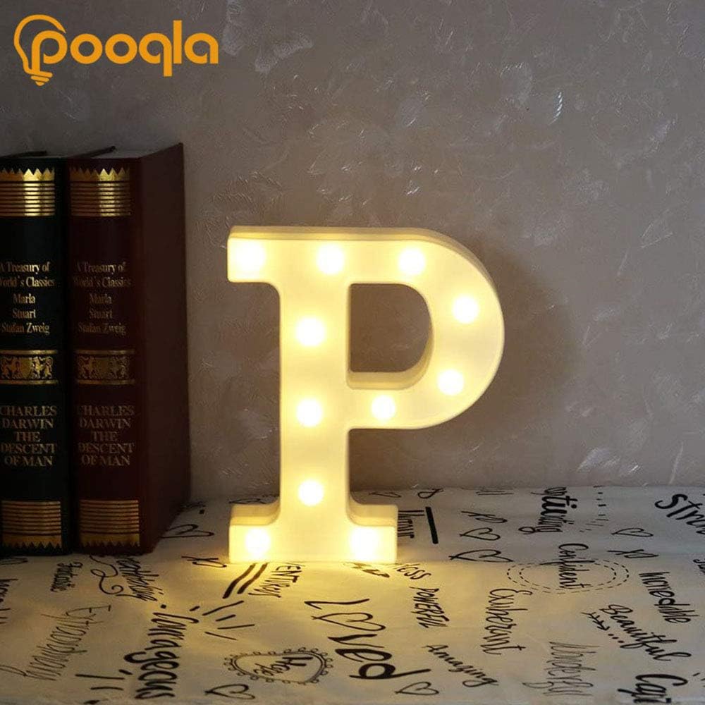 Pooqla LED Marquee Letter Lights Sign, Light Up Alphabet Letter for Home Party Wedding Decoration P