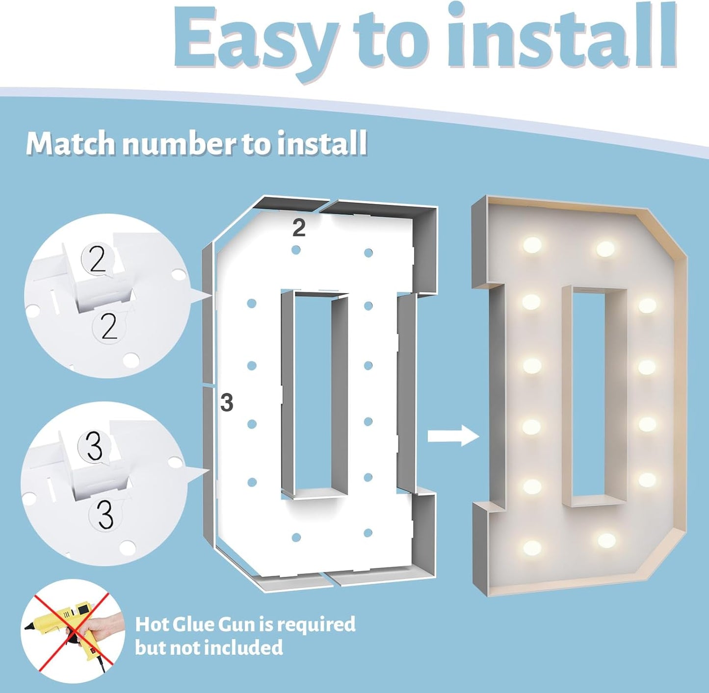 4FT Marquee Light Up Letters D,Party Decoration Large Marquee Light Up Letters with Weighted Water Bag,Pre-cut Foam Board Set Can Be Used for Birthdays,Weddings,Baby Anniversaries