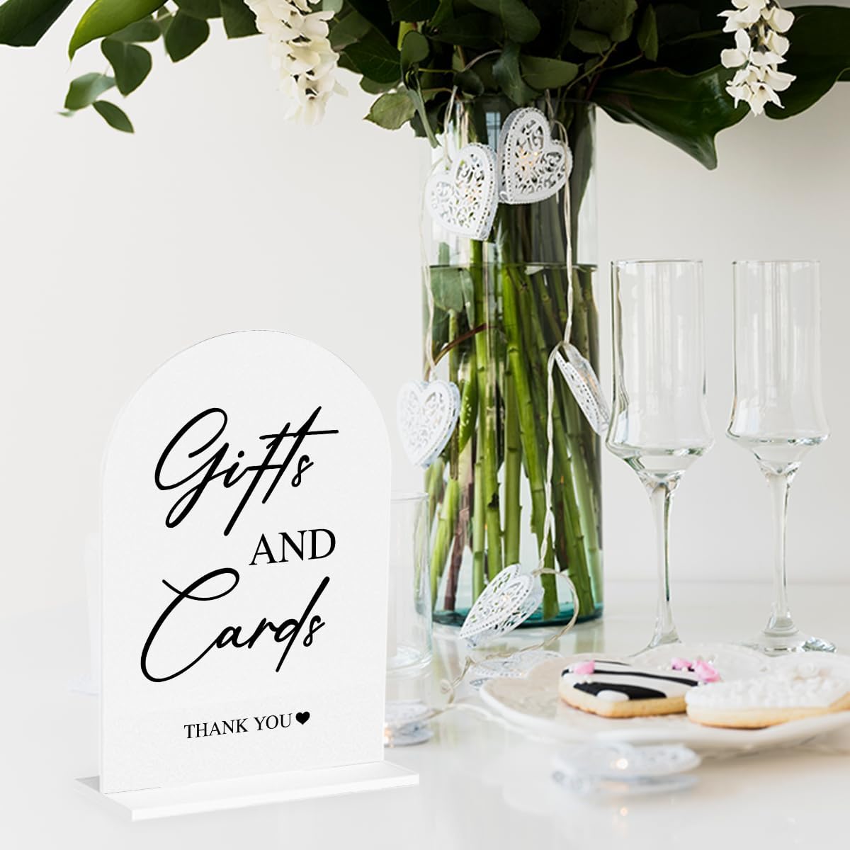 Cards and Gifts Sign for Wedding Acrylic Arch Wedding Bridal Shower Baby Shower Welcome Table Signs for Ceremony and Reception Decor 7 x 5 Inches
