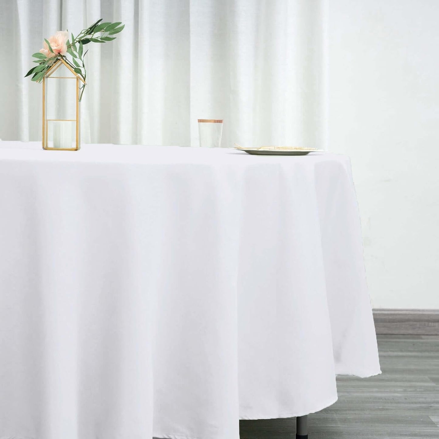 Efavormart Round Tablecloth, 108 Inch Stain & Wrinkle Resistant Washable Table Cloth, Decorative Polyester Fabric Table Cover for Banquet, Wedding, Dining- White