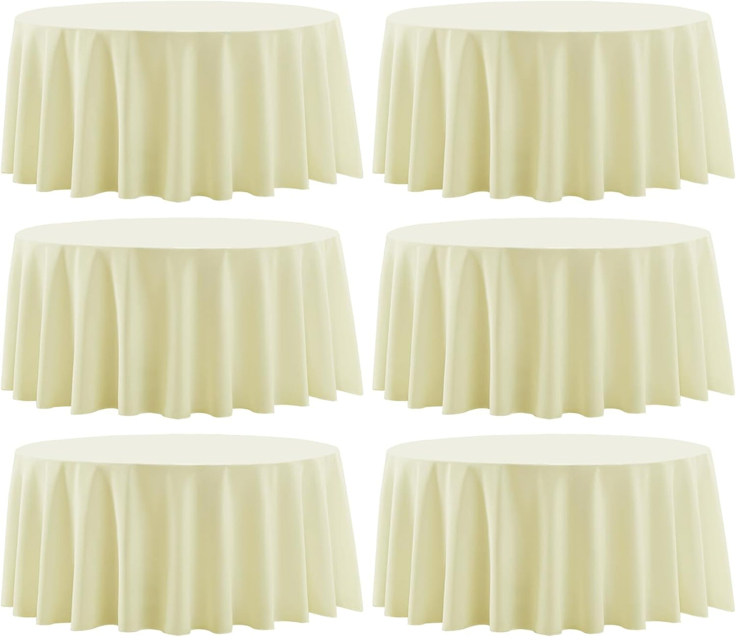 Round Tablecloth 120 Inch Tablecloth 6 Pack Ivory Table Cloths Washable Decorative Polyester TableClothes Cover for Dining Table Banquets Buffet Parties and Wedding