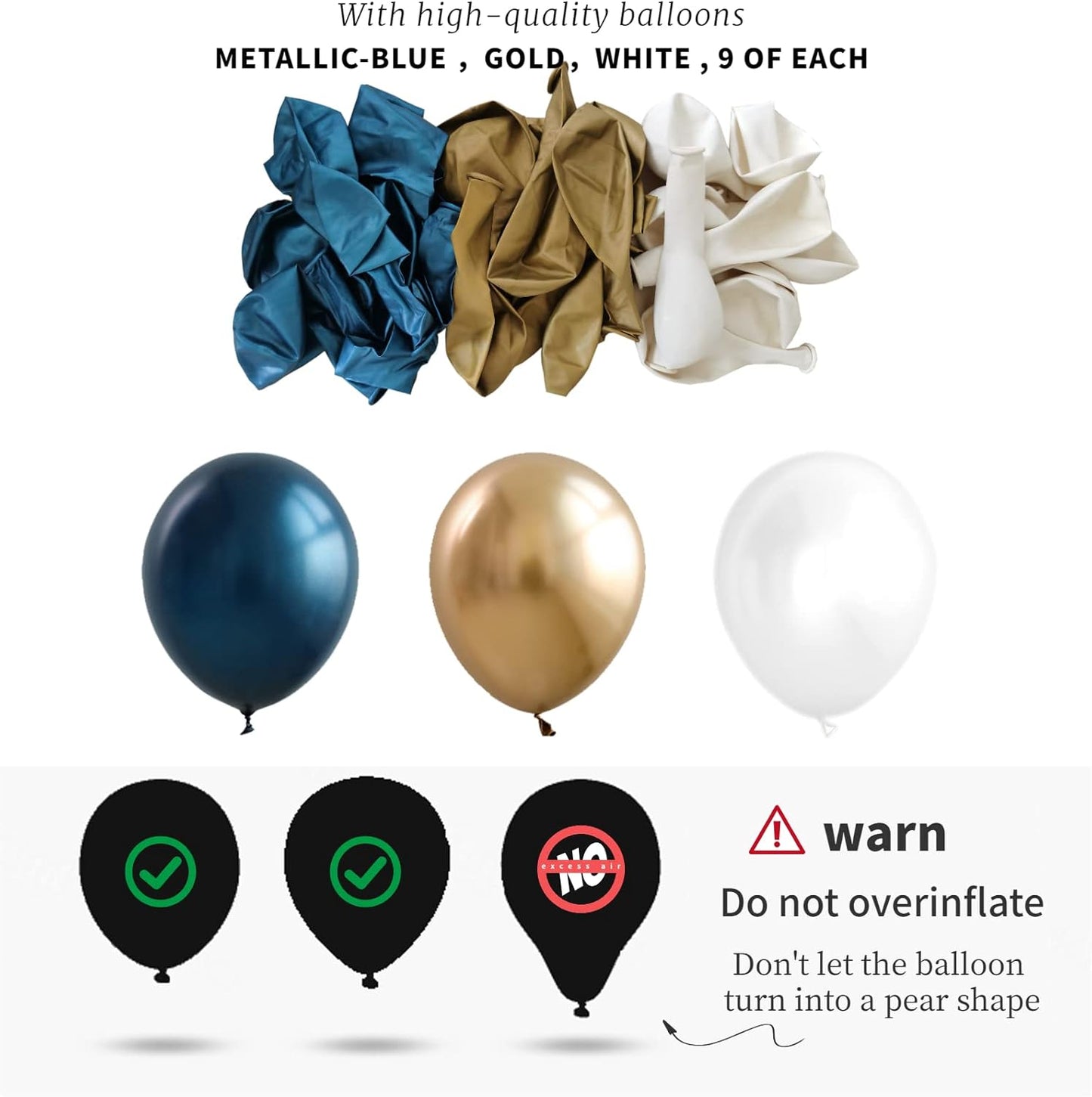 Balloon Column Kit for Floor- Set of 2,Balloon Columns with Stand, Base and Pole,Balloon Tower Backdrop Decoration for Wedding, Baby Shower, Birthday Party, or Bachelorette Parties (BLUE GOLD)