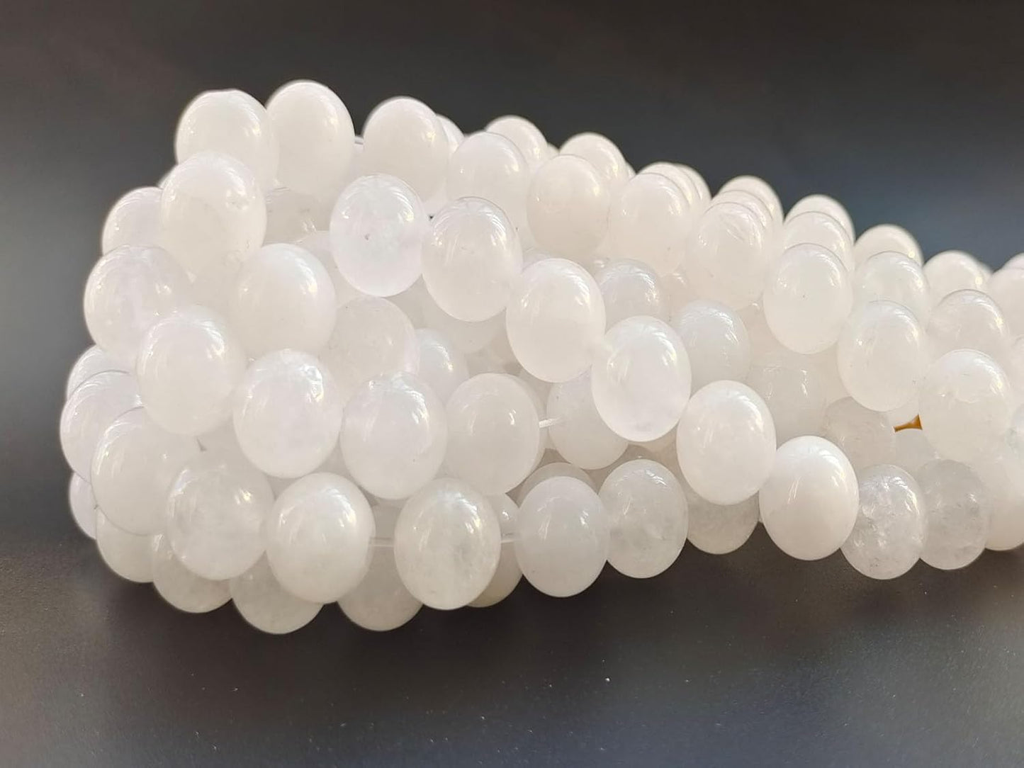 Stone Beads 10mm 60pcs White Jade Beads Round Loose Gemstones Beads for Bracelet Necklace Jewelry Making (10mm, 61018 White Jade)