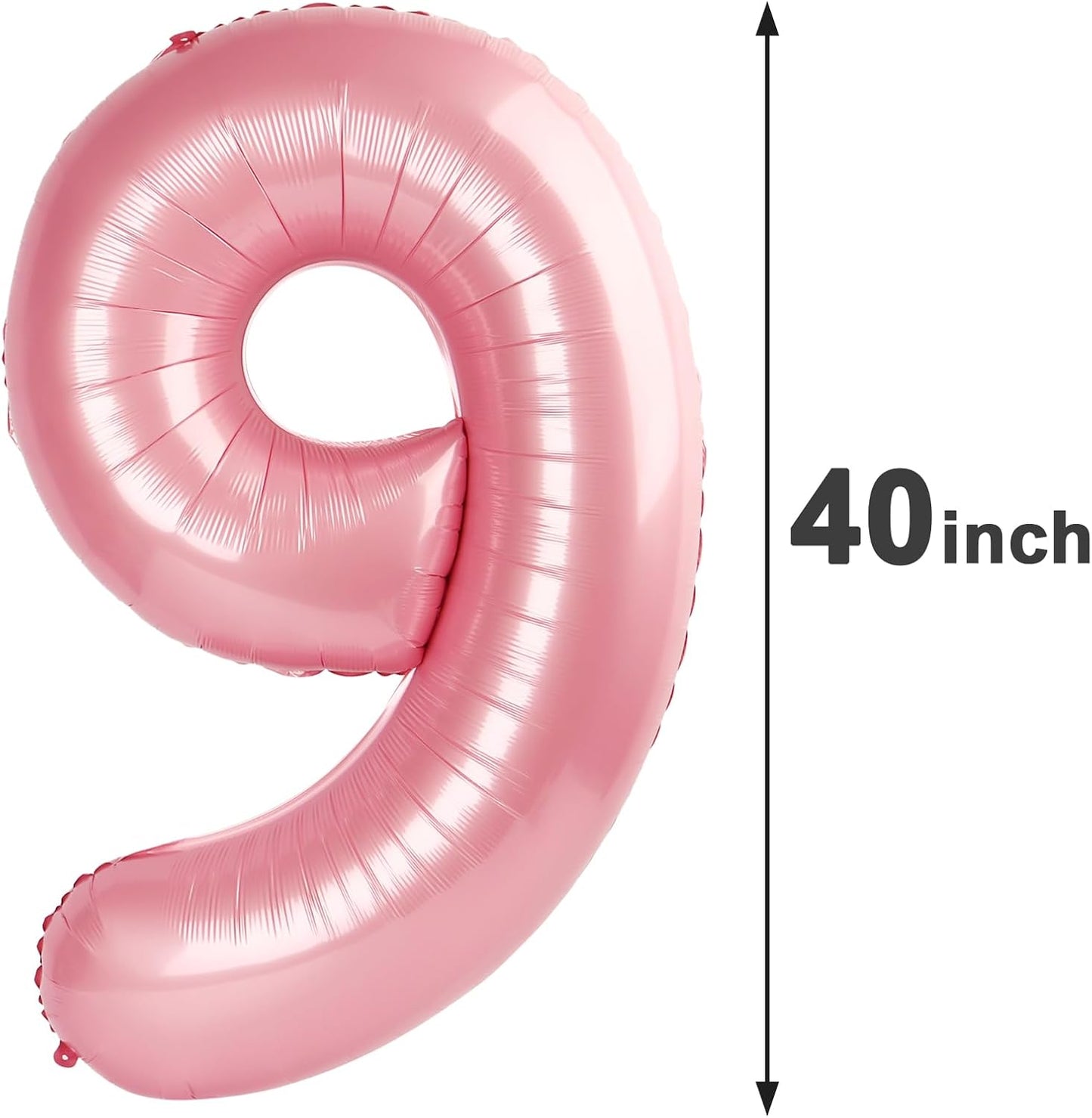 40 Inch Big Pearlescent Pink 9 Balloon Number, Jumbo Giant Happy 9th 19 29 39 49 99 Birthday Party Decorations, Large Nine Mylar Foil Anniversary Birthday Party Engagement Decorations