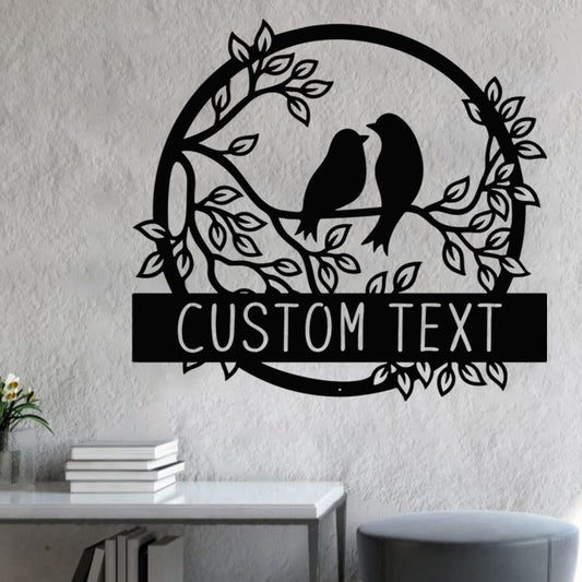 NAZENTI Personalized Metal Sign Love Bird Gift For Couple, Wedding Gift, Family Name Sign, Outdoor Name, Anniversary, Home Decor, Front Door