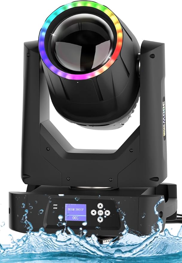 SHEHDS IP65 Waterproof Moving Head Stage Lights 380W 19R Bulb(7500K) 17 Gobos 14 Colors Spotlights 2 Prisms Beam/Frost/Wash/Strobe Effect DMX512 for Disco Outside/Indoor Party Show