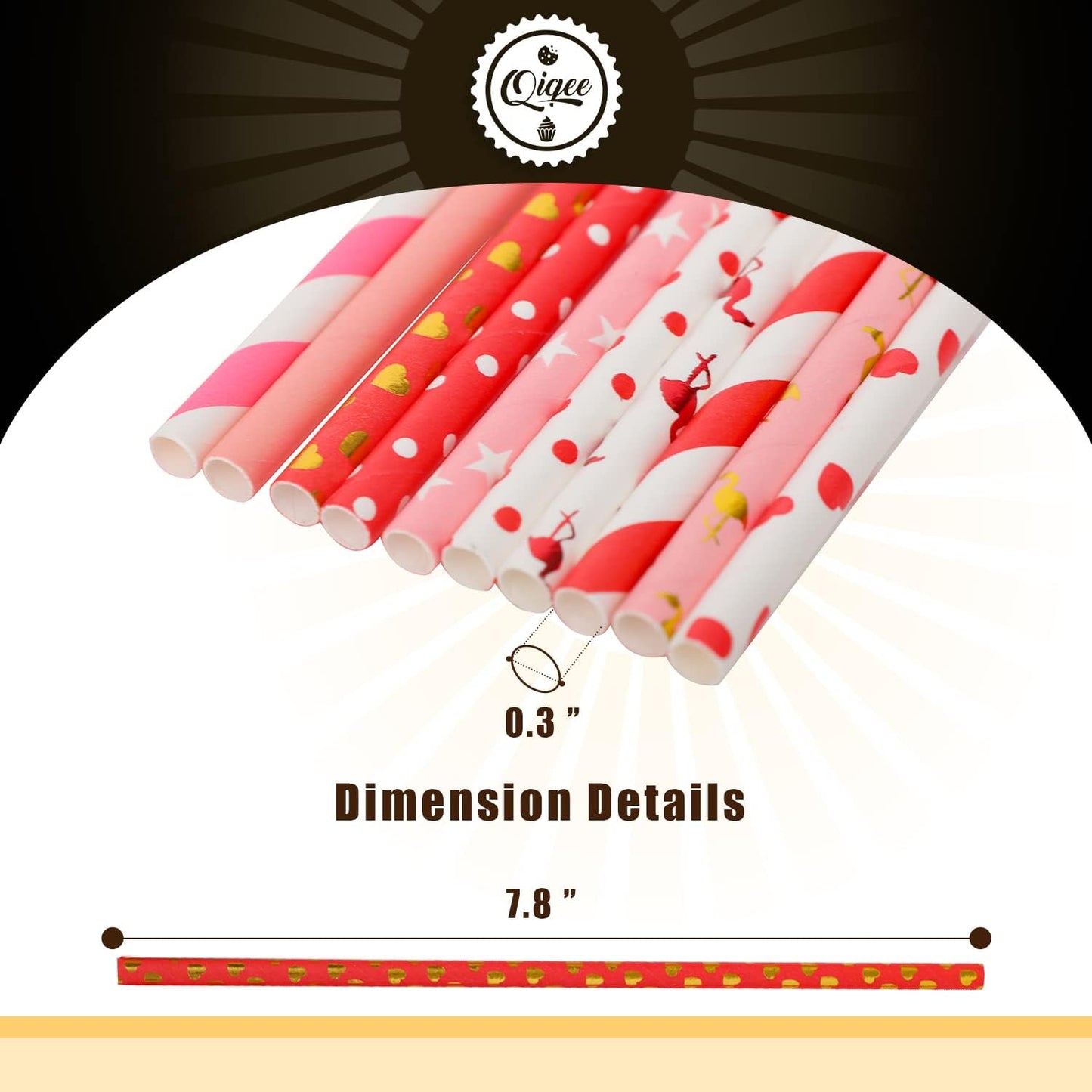 Valentine Paper Straws for Drinking Disposable Straws 150pcs Disposable Straws Bulk（10 Pattern）qiqee