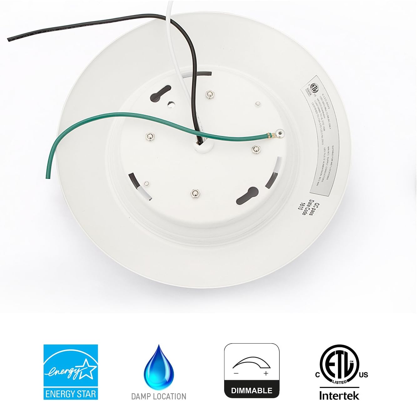 4 inch LED Low Profile Recessed & Surface Mount Disk Light, Round, 10W, 600 Lumens, 5000K Day Light White, CRI80, DOB Design, Dimmable, cETLus Listed, 1 Pack(White)