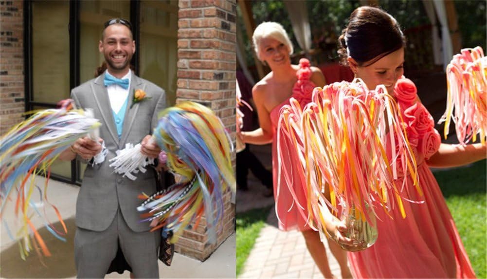 30 Pack Ribbon Wedding Wands Sticks Wedding Party Favors Streamers with Gold Bells Fairy Wand for Party Activities Baby Shower Holiday Celebration (Royal Blue)