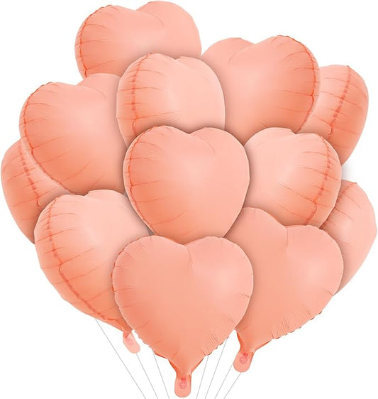 TONIFUL 30Pcs 18 Inch Pastel Orange Balloons Light Orange Heart Shape Foil Mylar Banners Decoration for Birthday Valentine's Day Wedding Bridal Shower Anniversary Engagement Party Supplies