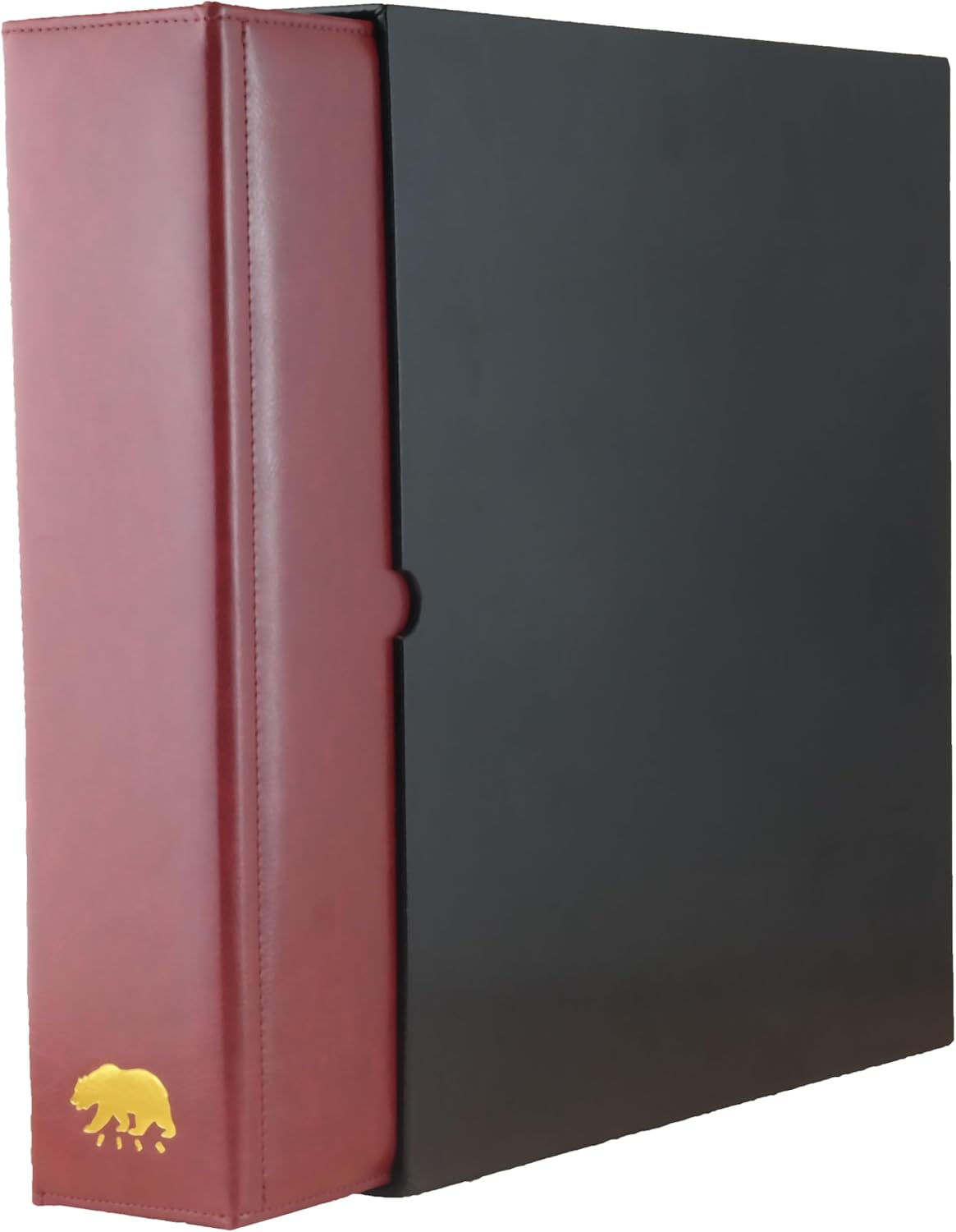 Ursae Minoris Estate Library Deluxe 4 Q-Ring Large Format Binder for Up to 1200 Sports/Trading Cards - Burgundy with Black Slipcase