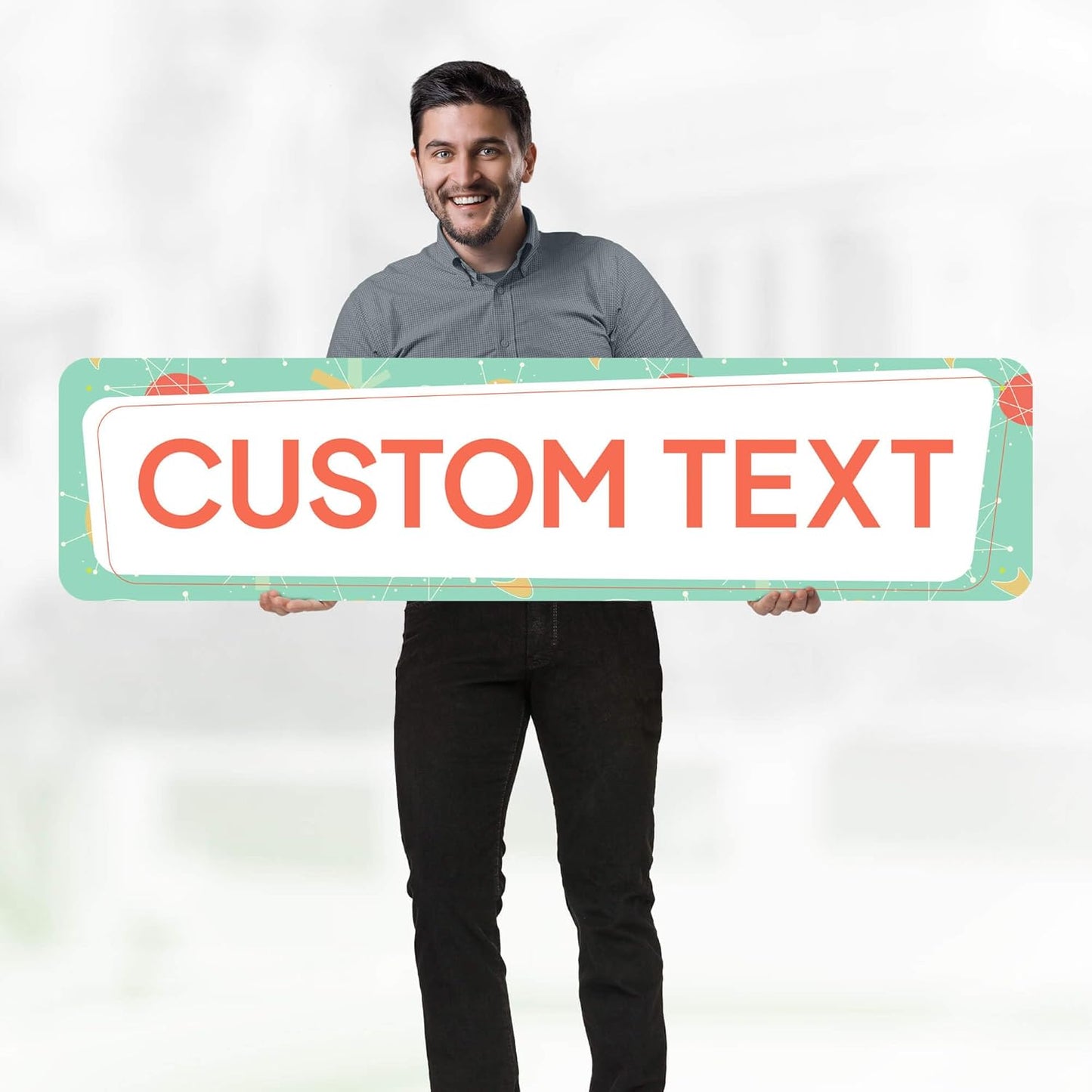 Custom Sign, Custom Street Sign, 11 Font Colors, 13 Font Styles, 4 Hole Options, 22 Sizes, 12x48 Inches, Rust Free DiBound, Fade Resistant, Made in USA by My Sign Center (Mid-Century Modern 2)