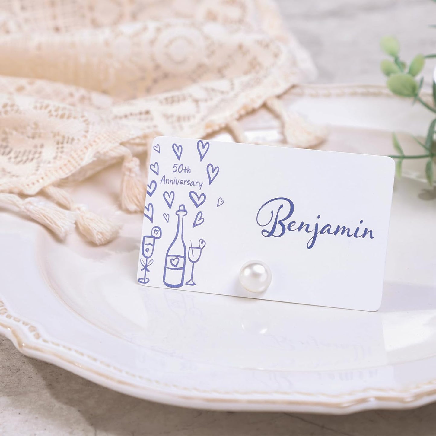 UNIQOOO 24Pcs Decorative Pearl Place Card Holders Bulk, Elegant Ivory Name Card Stands Set, for Wedding Table Place Cards, Dessert Table Decor, Retail Shop, Business Card, Name Tag, Party Food Signs