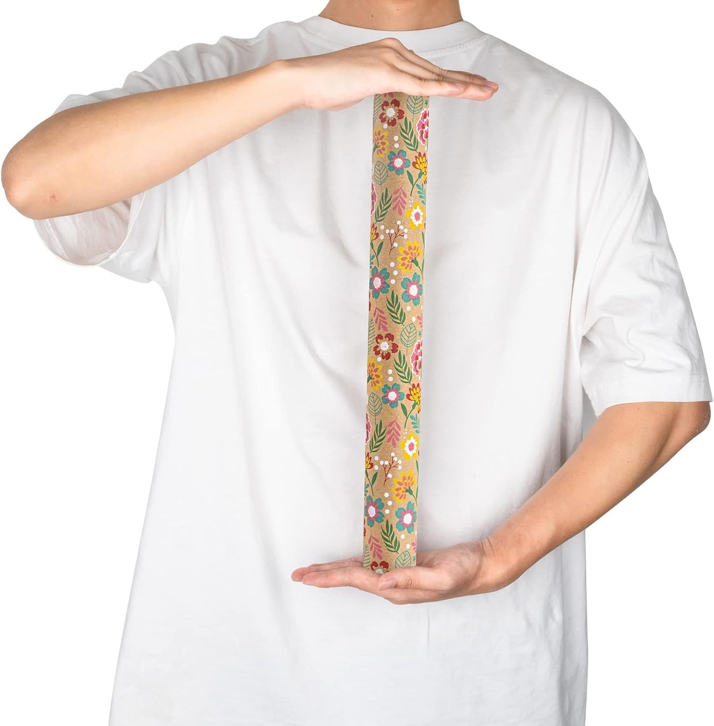 RUSPEPA Kraft Wrapping Paper Roll - Mini Roll - Carnation Design Great for Mother's day, Birthday, Party, Anniversary - 17 Inches X 32.8 Feet