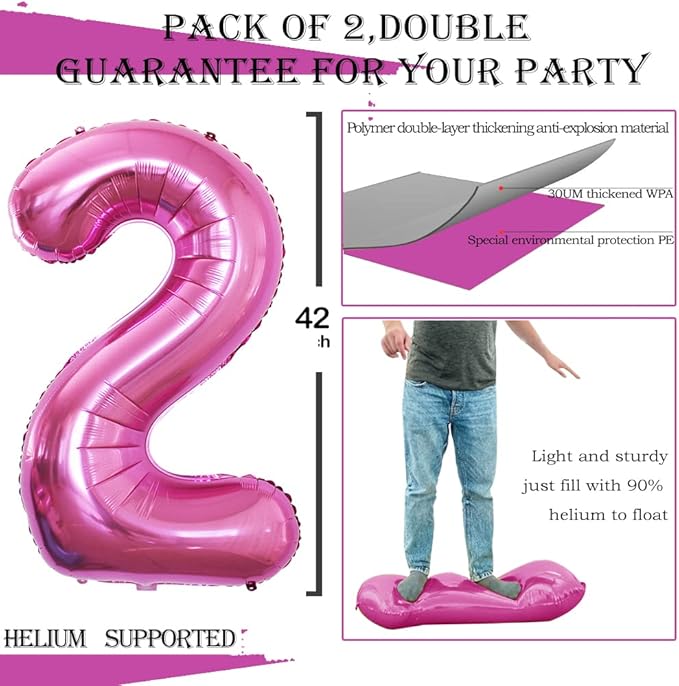 GOER 42 Inch Hot Pink 2026 Number Foil Balloons,2026 Graduation Decorations New Year Eve Festival Party Supplies