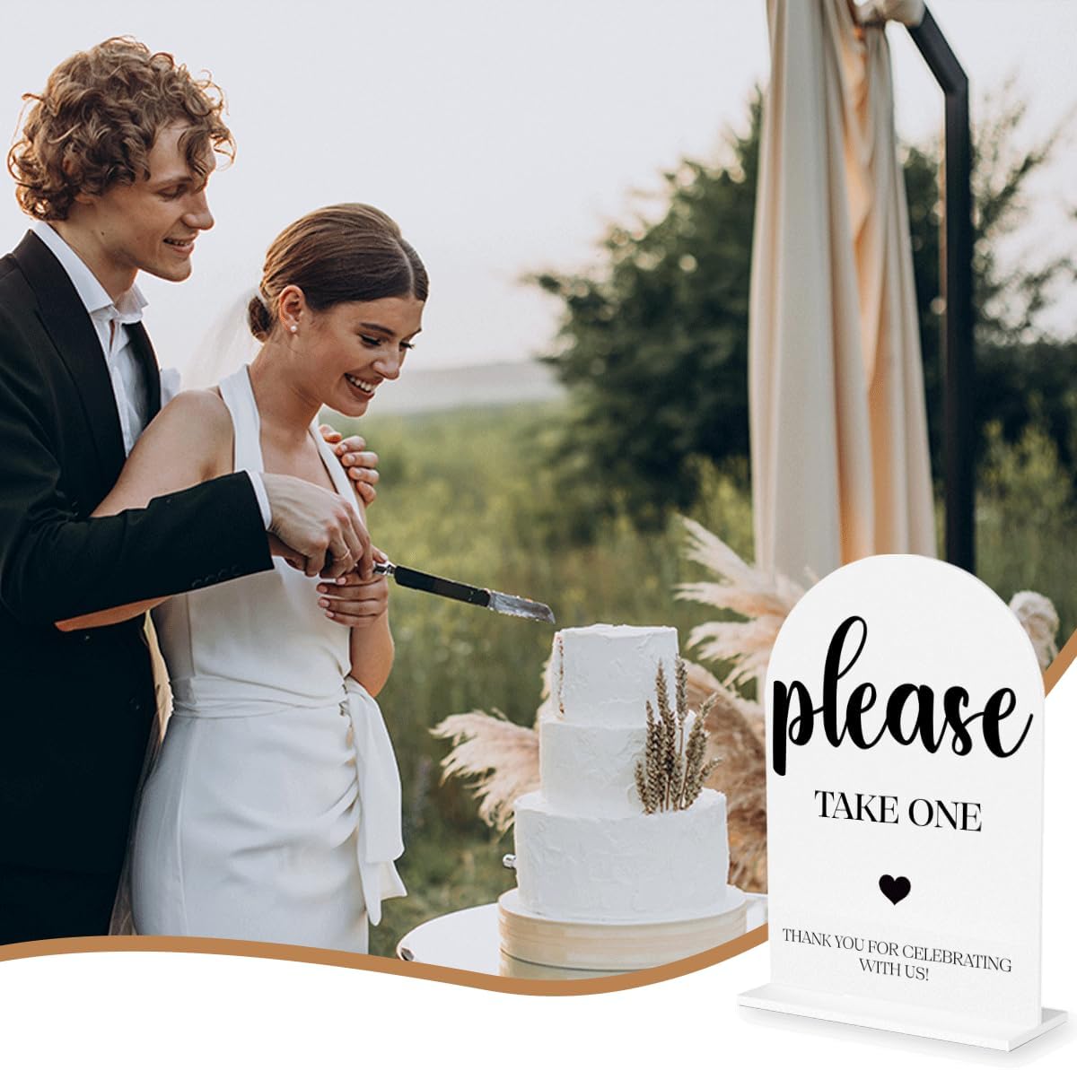 Please Take One Sign, Wedding Engagement Bridal Shower Baby Shower Decor for Reception Reception, Weddings White Acrylic Sign