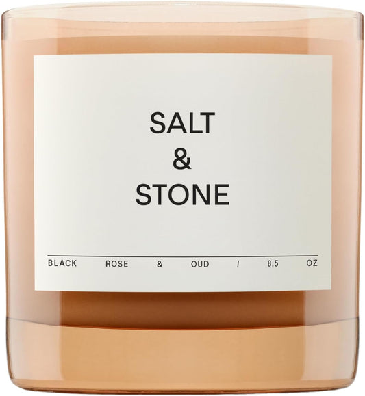 SALT & STONE Scented Candle for Women & Men | Hand-Poured, Aromatic & Fragrant | Coconut & Soy Blend Wax | 100% Cotton Wick | Long-Lasting 50 Hour Burn Time (8.5 oz) (Black Rose & Vetiver)
