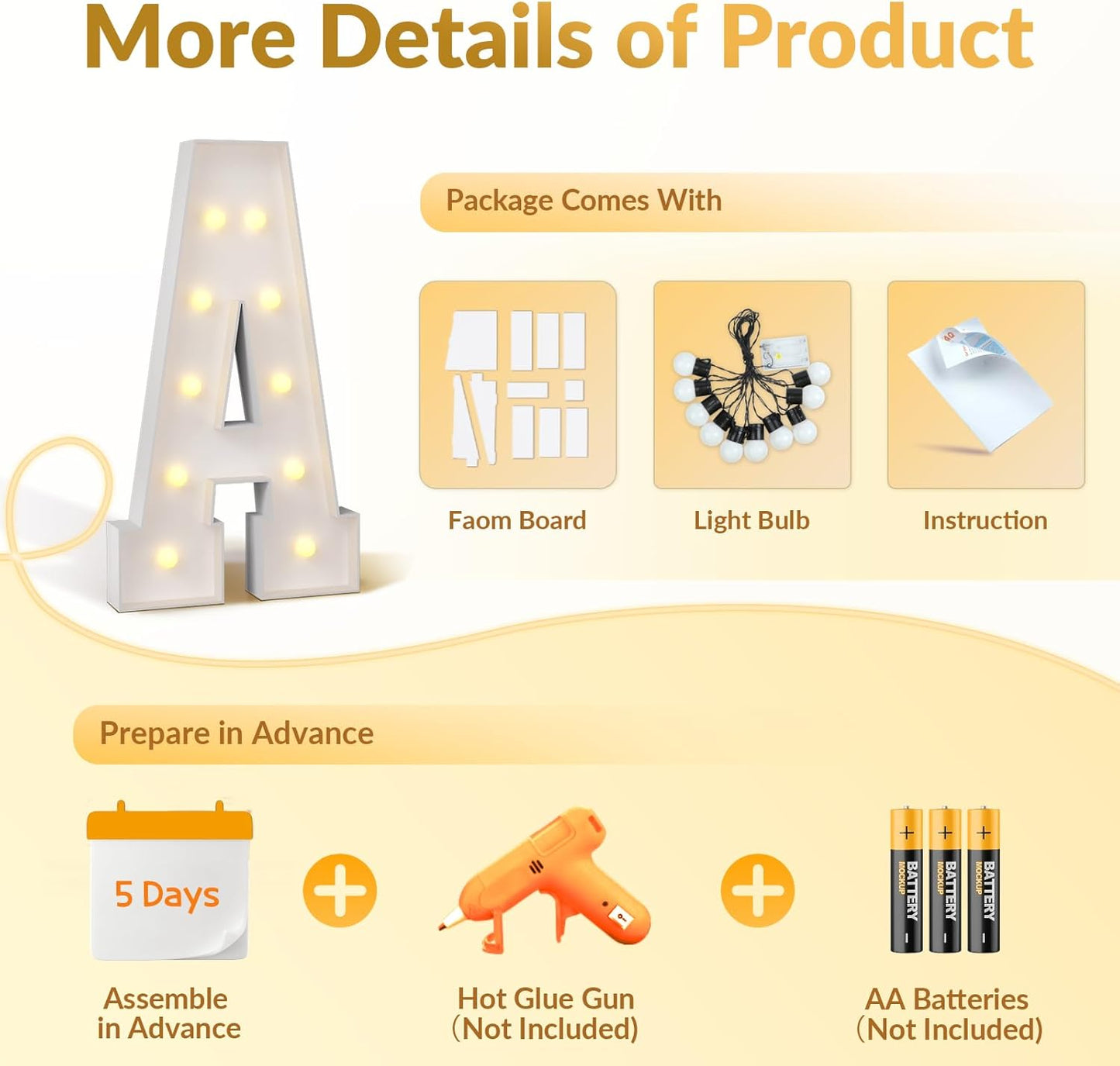 JoyMuse 4FT Marquee Light Up Letters,Large Marquee Letters 4 Feet Tall for Marry Me Proposal Decorations Big 4FT Letters with Lights for Baby Shower Party Decor, Letter O