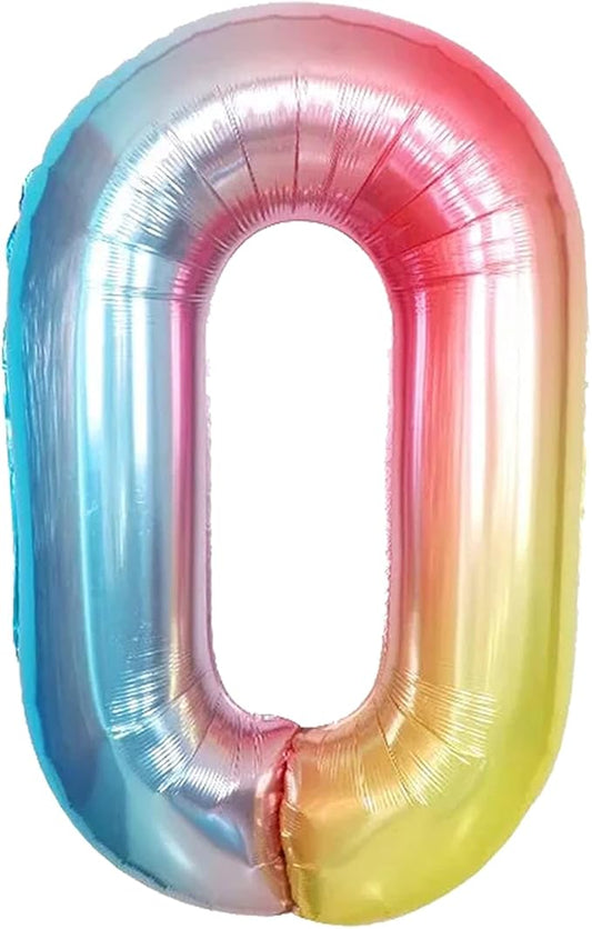 KatchOn Large, 40 Inch Rainbow Number 0 Balloon - Colorful, Giant Foil Mylar Balloon for Unisex Kids & Adults - Multicolor, 1 Count, Anniversary, Birthday, Unisex, All Ages