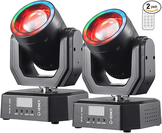 Mini Moving Head Light, 30W Compact Led DJ Stage Lights Moving Head Beam with Halo Effects, Remote/ DMX512/ Sound Control for Wedding DJ Party Disco Club Small Venues