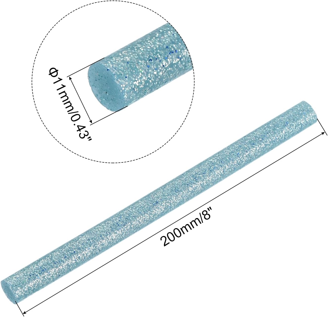 uxcell 20pcs Hot Glue Sticks for Glue Gun 11mm/0.43-inch x 8-inch Mini Hot Melt Adhesive Glue Stick Glitter Sky Blue