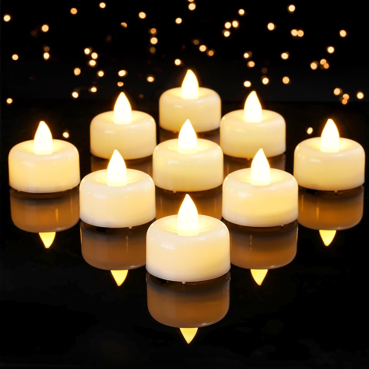 Amagic 24 Pack Timer Tea Lights Candles Battery Operated Candles with 6H Timer, Auto On Daily, Flickering LED TeaLights for Wedding, Table Centerpiece, Home Decor, Christmas, Halloween, White Base