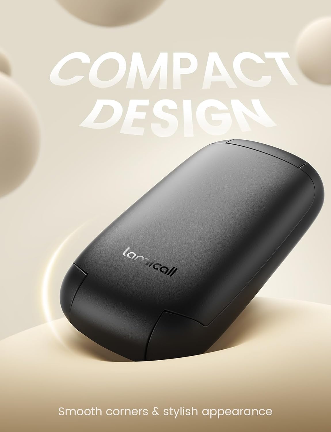 Lamicall Headphone Stand, Sticky Headset Holder - [Foldable & Compact] Headphone Holder Hook Mount, Adhesive Hanger Clip Under Desk, Earphone Clamp for Airpods Max, HyperX, Sennheiser, Black