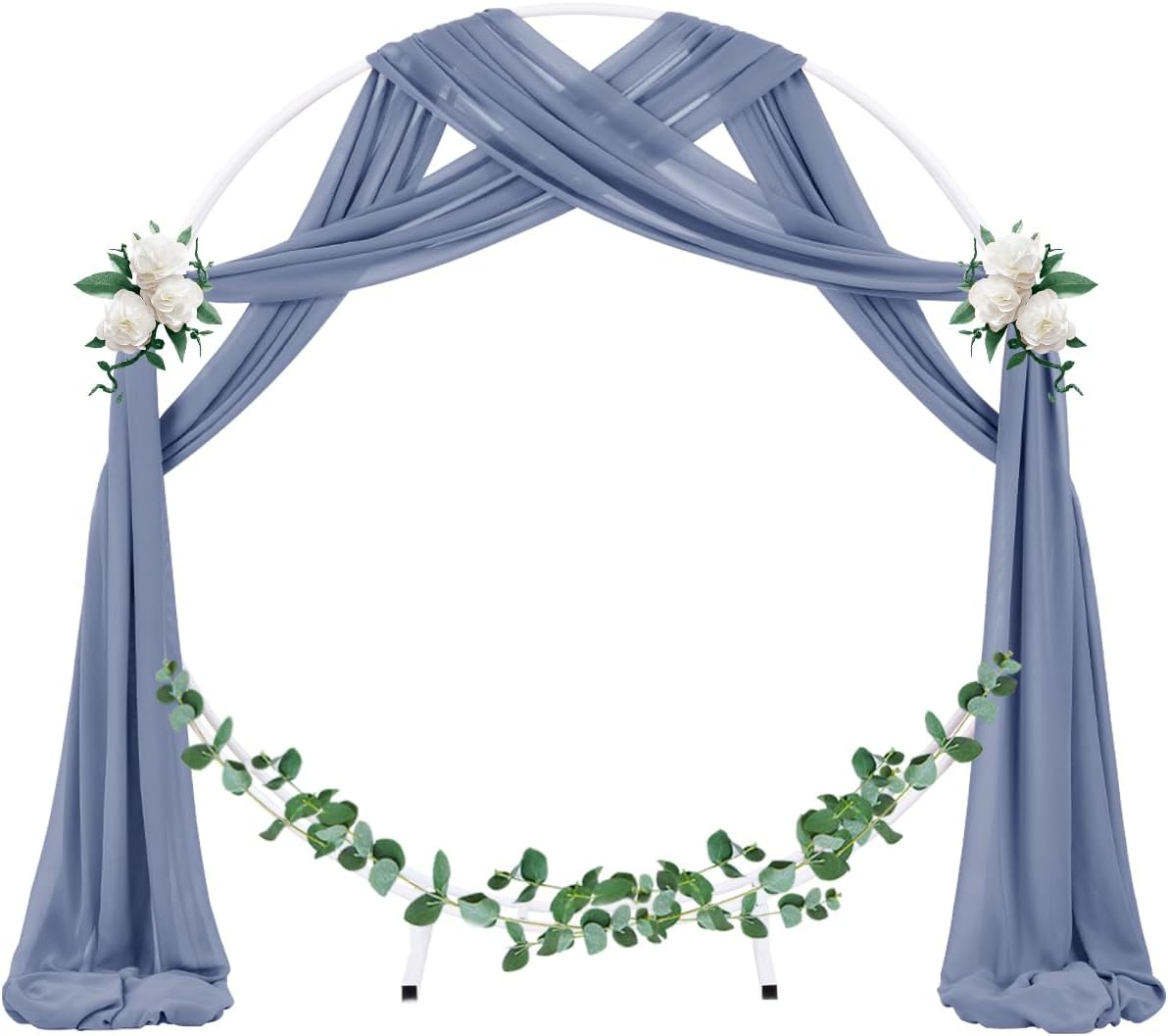 Socomi Wedding Arch Draping Fabric 3 Panels 29" x 19Ft Dusty Blue Sheer Chiffon Curtain Drapes 6 Yards for Wedding Ceremony Birthday Party Decoration