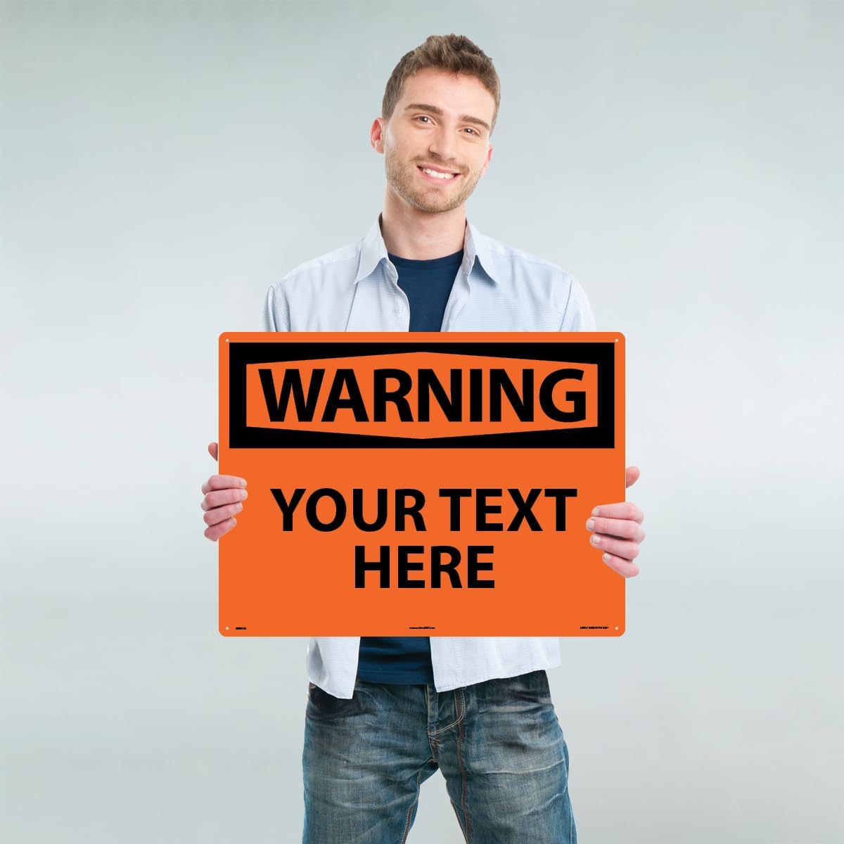 Custom OSHA Style Warning Sign 18" x 24" Plastic Sign, Customizable "Your Text Here", by AccuformNMC Made in USA