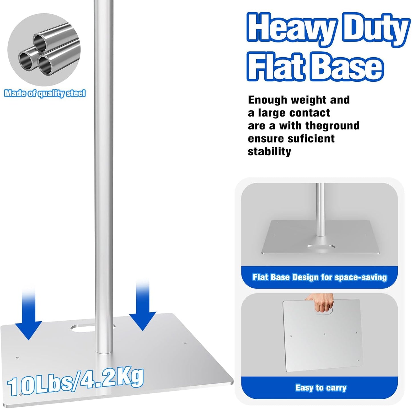 Pipe and Drape Backdrop Stand 10ftx10ft Adjustable Background Support System Heavy Duty Background Stand for Wedding Banquet Decorations Silvery