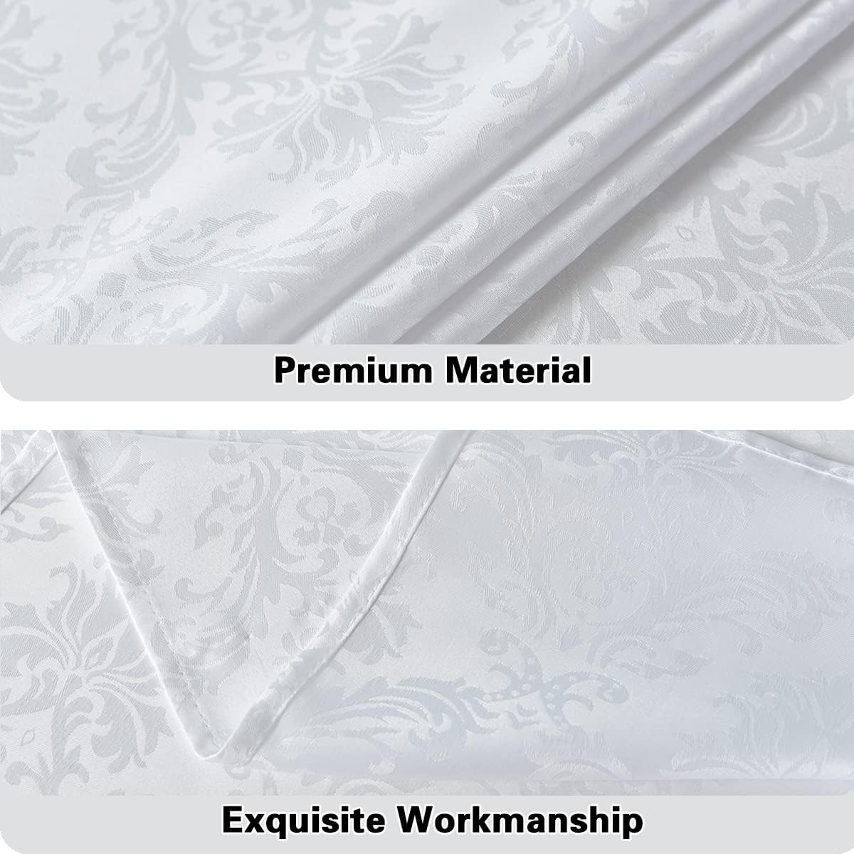 SASTYBALE White Tablecloth Rectangle 52 x 70 Inch Jacquard Damask Tablecloth, Spill Proof & Wrinkle Resistant Polyester Table Cloth, Washable Table Cover for Party, Dining, Indoor, Outdoor