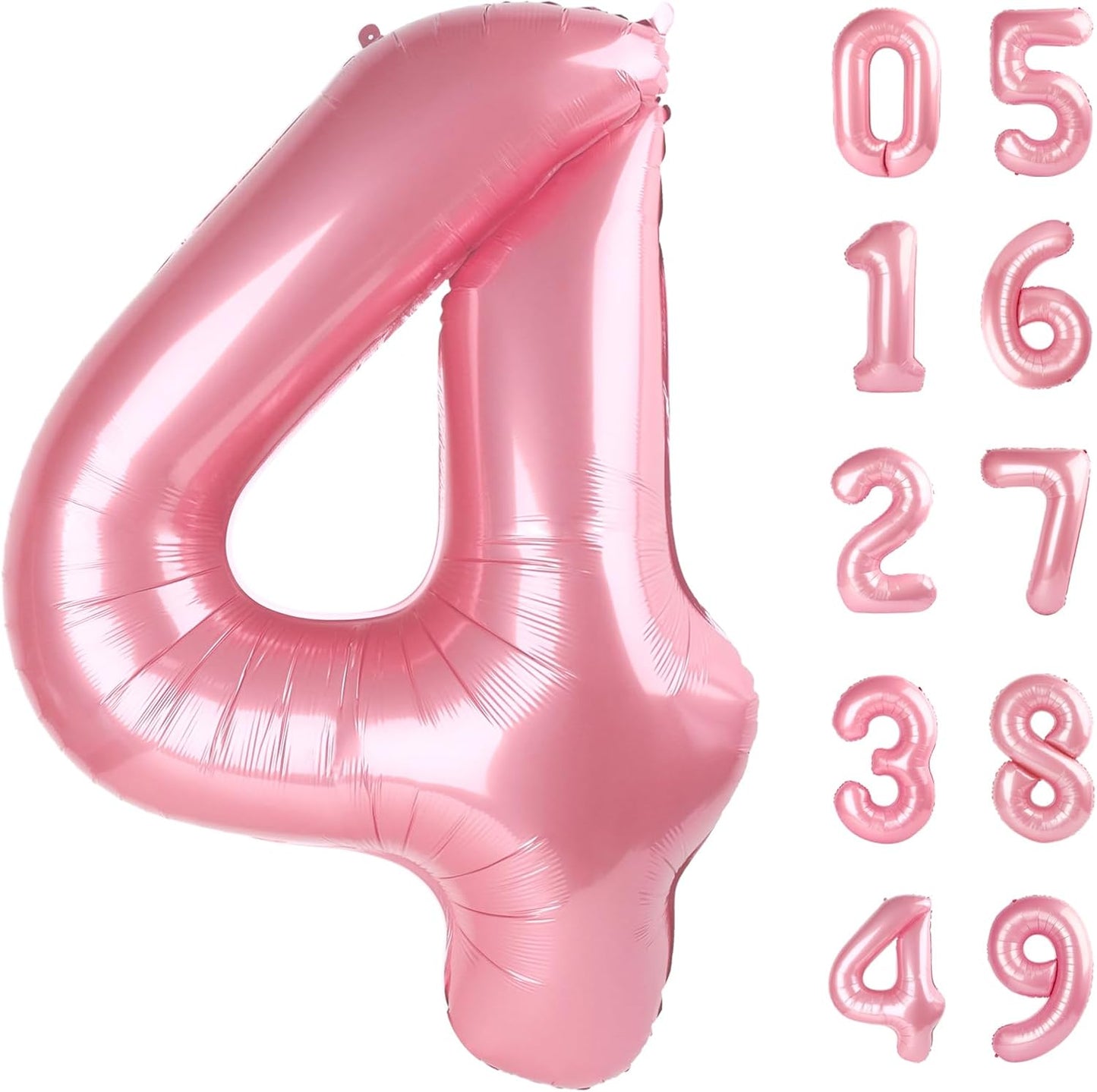40 Inch Pearlescent Pink Large Number 4 Birthday Balloon, Giant Number Four 14 24 34 40 44 Balloons, Foil Mylar Big Balloons for Anniversary Graduation Supplies Decorations