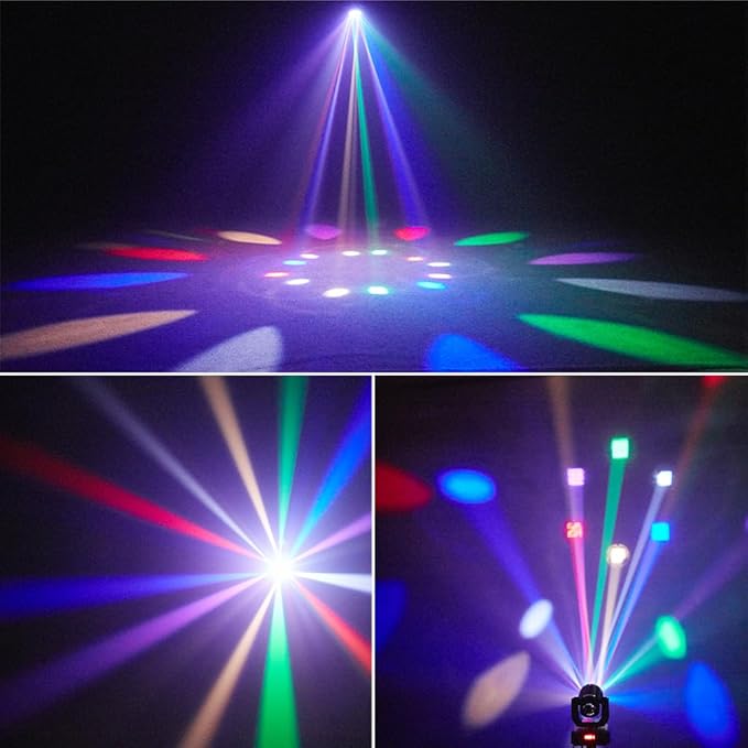 Mini Moving Head Light, 30W Compact Led DJ Stage Lights Moving Head Bee-Eyes with Halo Effects, Remote/ DMX512/ Sound Control for Wedding DJ Party Disco Club Small Venues