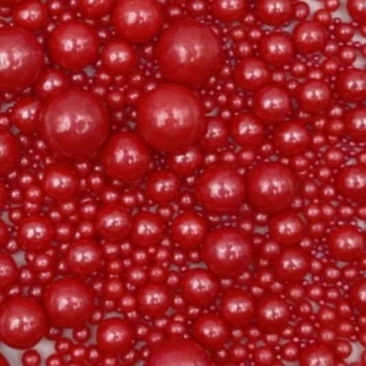 Edible Pearl Sugar Sprinkles Red Candy Mixing Size Baking Edible Cake Decorations Cupcake Toppers Cookie Decorating Celebrations Wedding Valentines Easter Halloween Christmas Supplies 120g/ 4.23oz