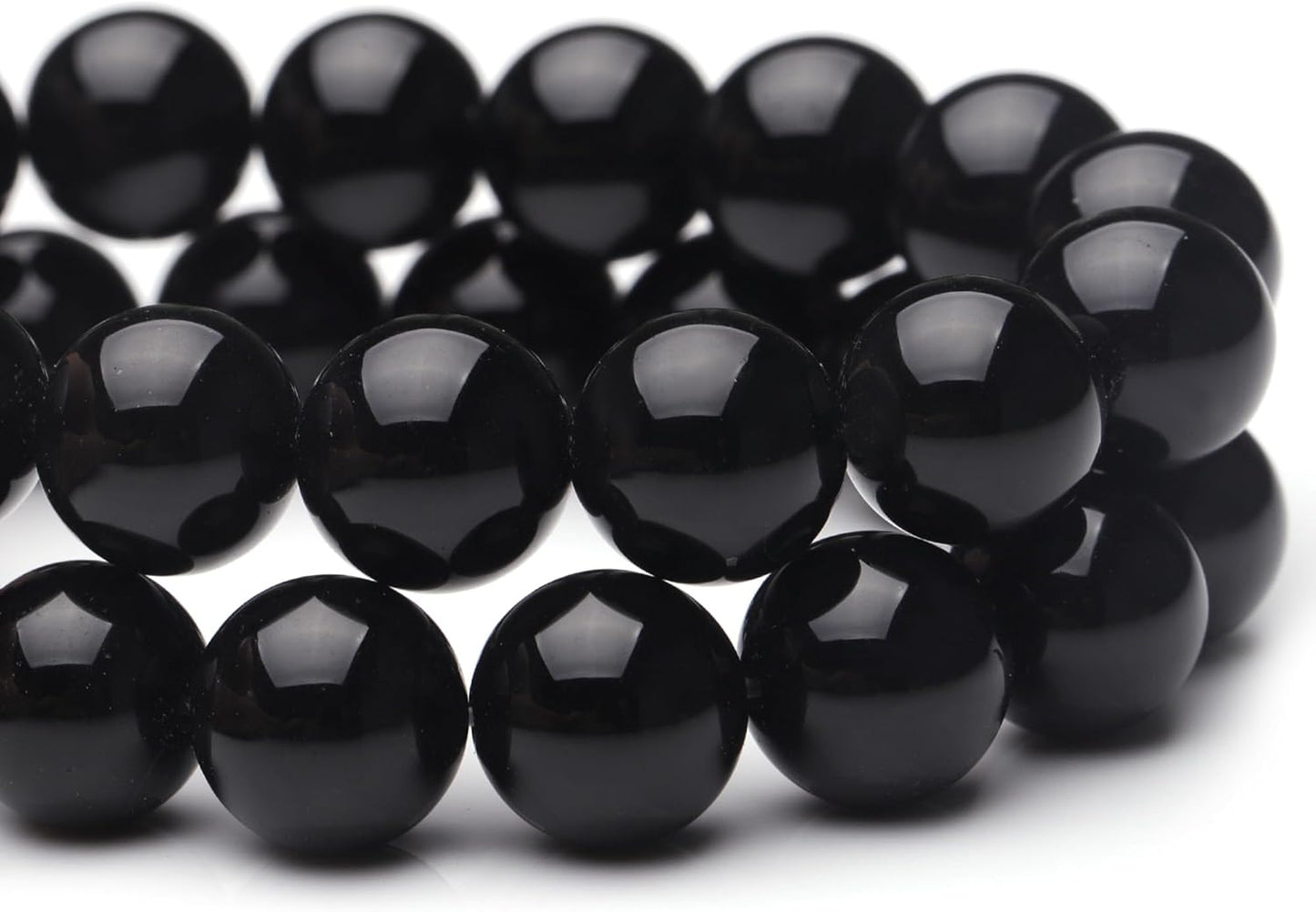 10mm Natural Stone Beads for Jewelry Making,Black Onyx Polished Smooth Round Gemstone Beads for Bracelet Necklace 15 Inch