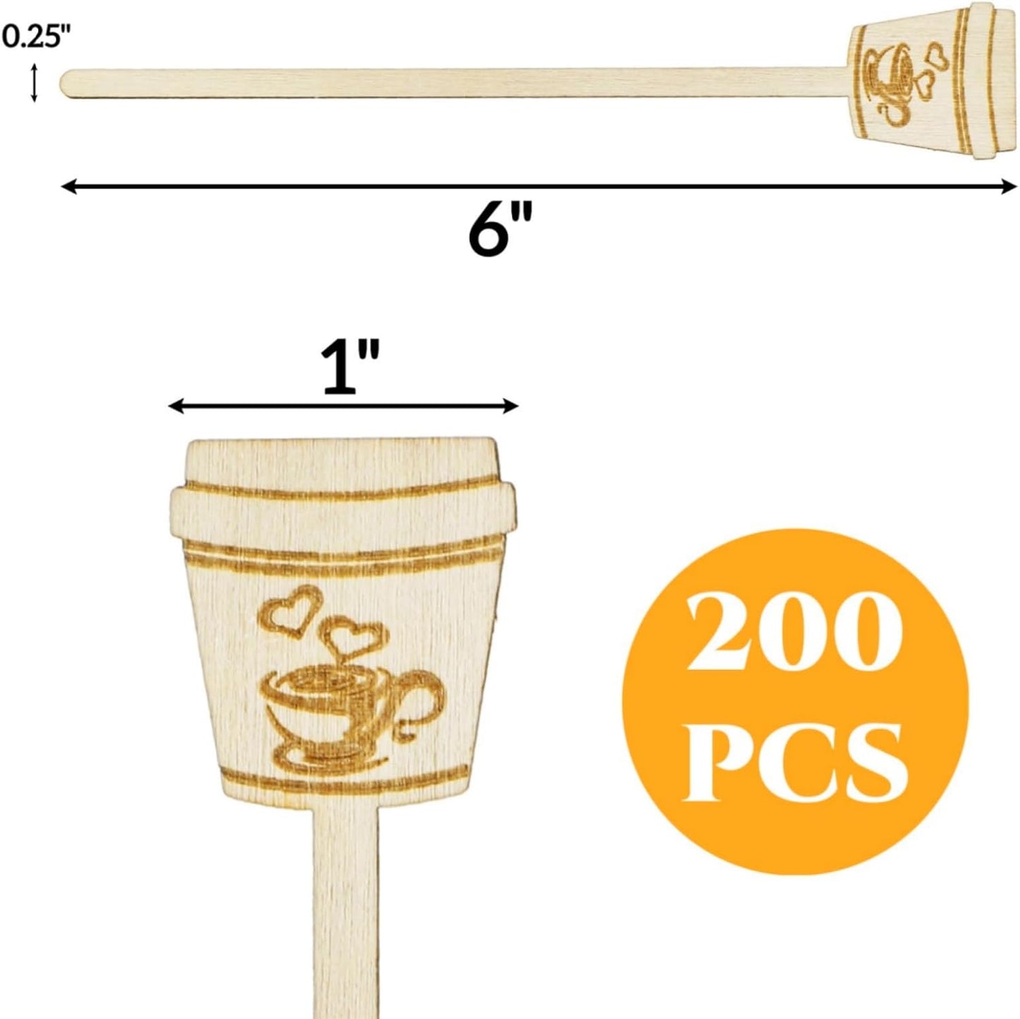 200 Pieces Wooden Coffee Stirrers, 6 inch Disposable Coffee Stir Sticks, Hot Drink Beverage Stirring Swizzle Stir Stick Coffee Mixer for Coffee, Milk, Juice, Cocktail, Chocolate
