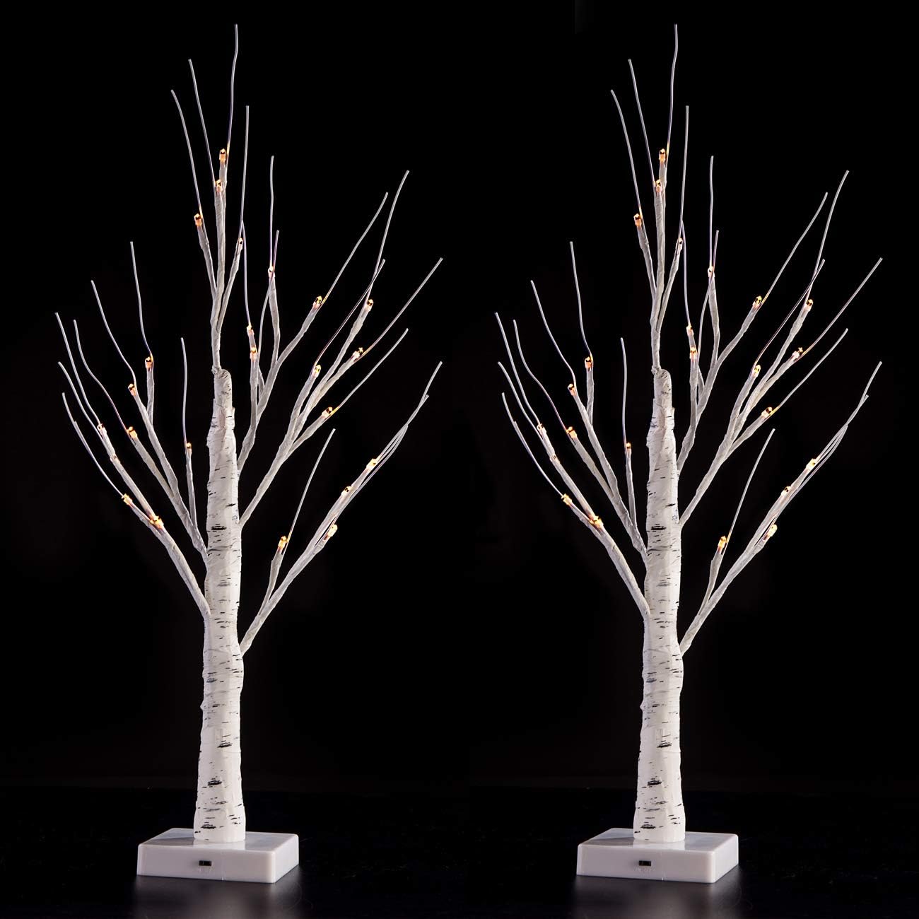 Sunnyglade 2PCS 2Ft 24 LED Birch Tree Light Bonsai Tree Light Warm White for Home Wedding Festival Party Christmas Decoration
