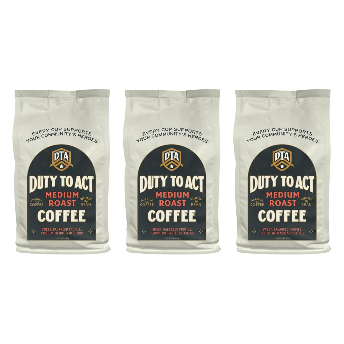 Duty to Act Medium Roast Whole Bean Coffee, 2 lbs (Pack of 3)
