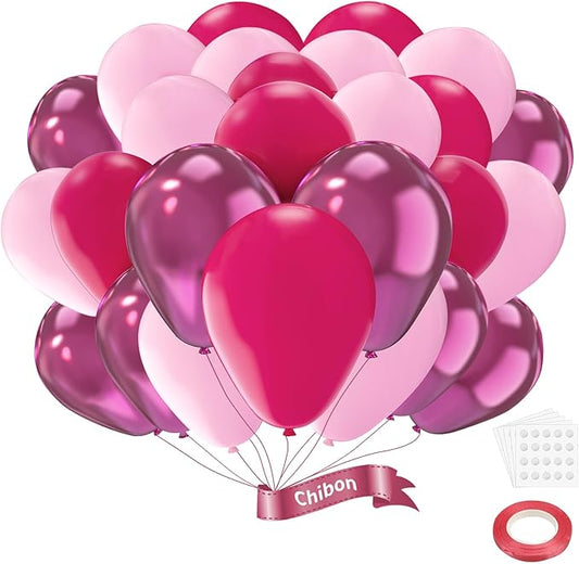 Multi-Pink Balloons Set,60pcs 12 inch multi-Pink Balloons Kit for Birthday,Baby Shower,Wedding,Valentine's Day,Graduation Party Decorations