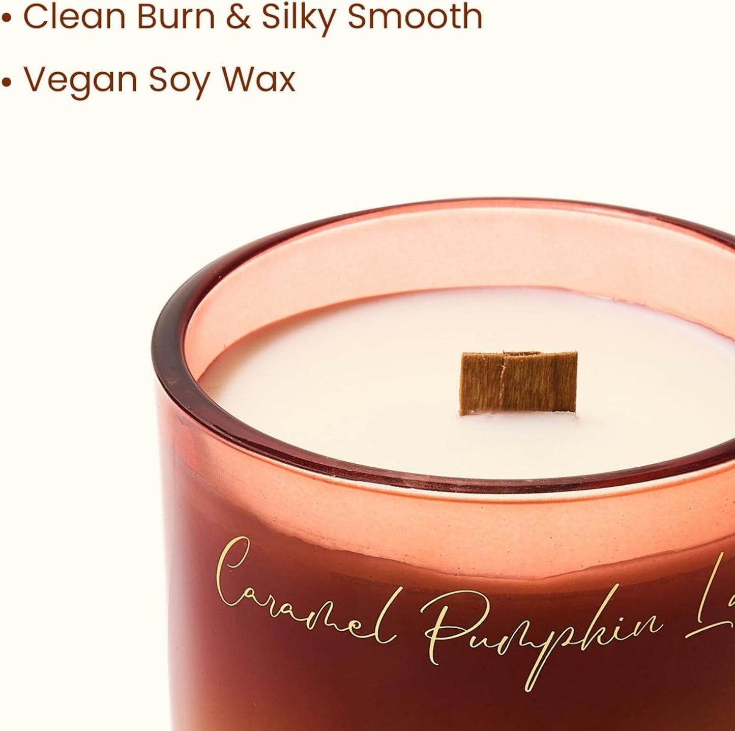 M&SENSE 9.88oz Natural Soy Wax Jar Candle with Wooden Wick | Caramel Pumpkin Latte Scent | 55-Hour Burn & Long-Lasting Burn | Housewarming Gift for Men and Women