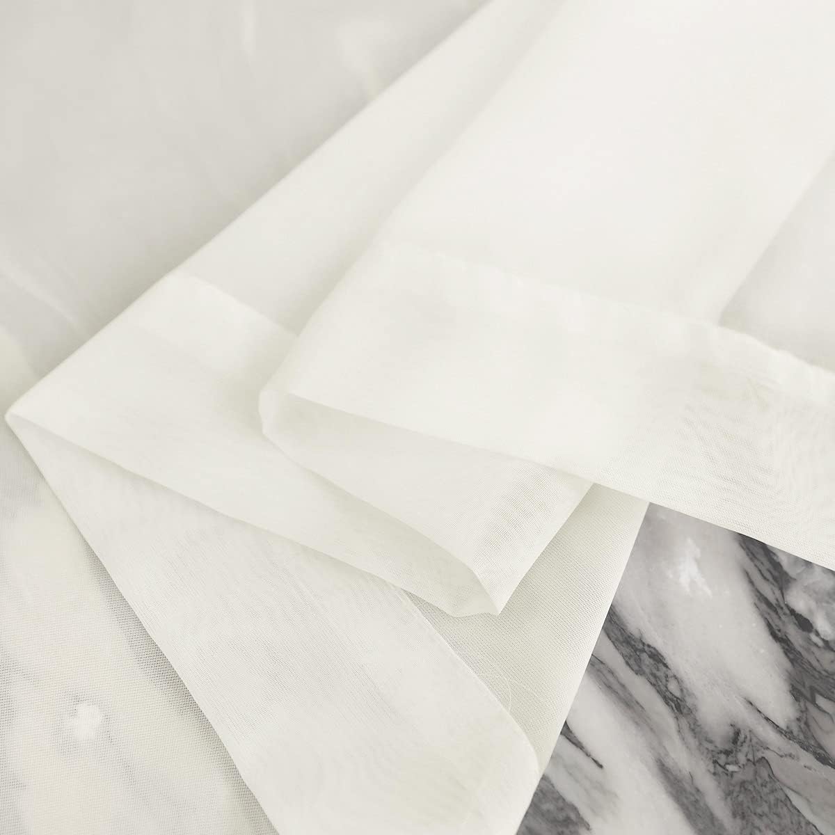 Window Beige Sheer Curtains 60 Inches Width 45 Inches Long 2 Panels Sheer Curtains Clear Curtains Basic Rod Pocket Panel for Home/Living Room/Bedroom/Kids Room