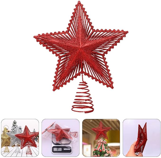 Christmas Tree Topper Xmas Glitter Star Topper Star Christmas Decoration for Xmas Tree Decoration Holiday Party Decor